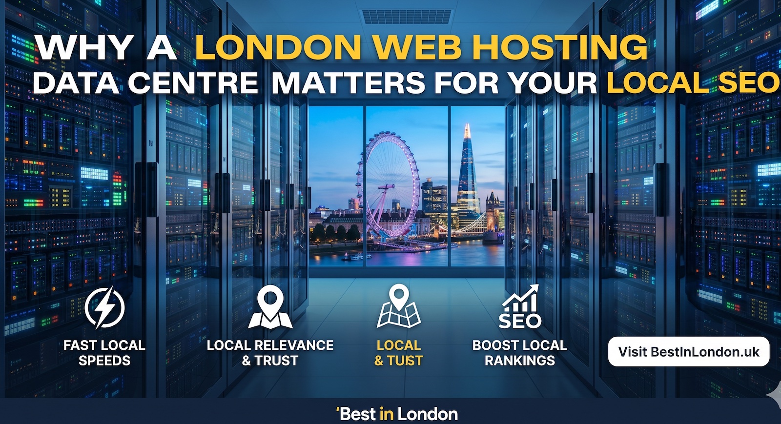 Hero image for guide: Why a London Web Hosting Data Centre Matters for Your Local SEO